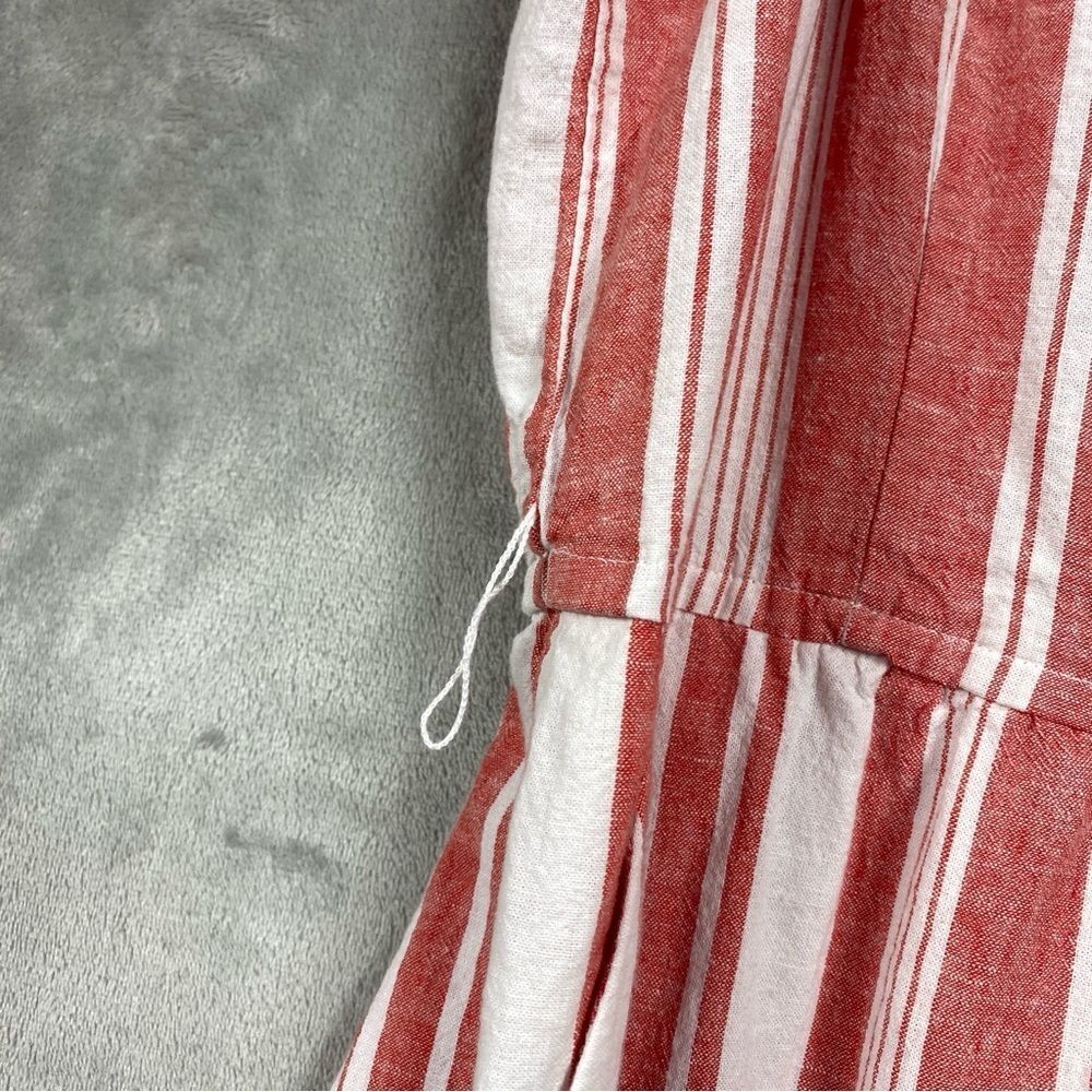 Old Navy Linen Blend Flutter Sleeve Crossover Red Striped Jumpsuit Sz XXL - Picture 4 of 9